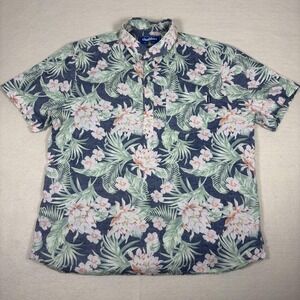 Chubbies Shirt Mens XL Blue Green Floral Hawaiian Button Up Short‎ Sleeve Cotton